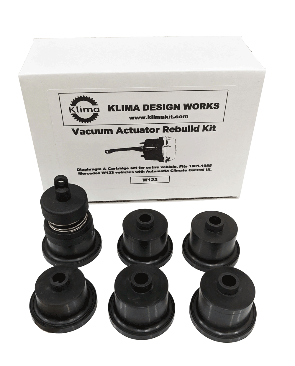 Complete vacuum actuator rebuild kit w123 klima design works